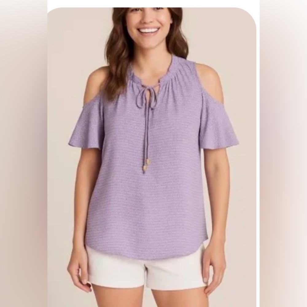 Michael kors cold shoulder crepe floral  blouse
